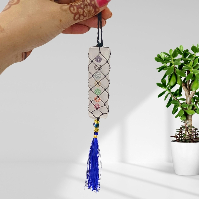 Selenite 7 Chakra + Evil Eye Hanger Selenite 7 Chakra + Evil Eye Hanger